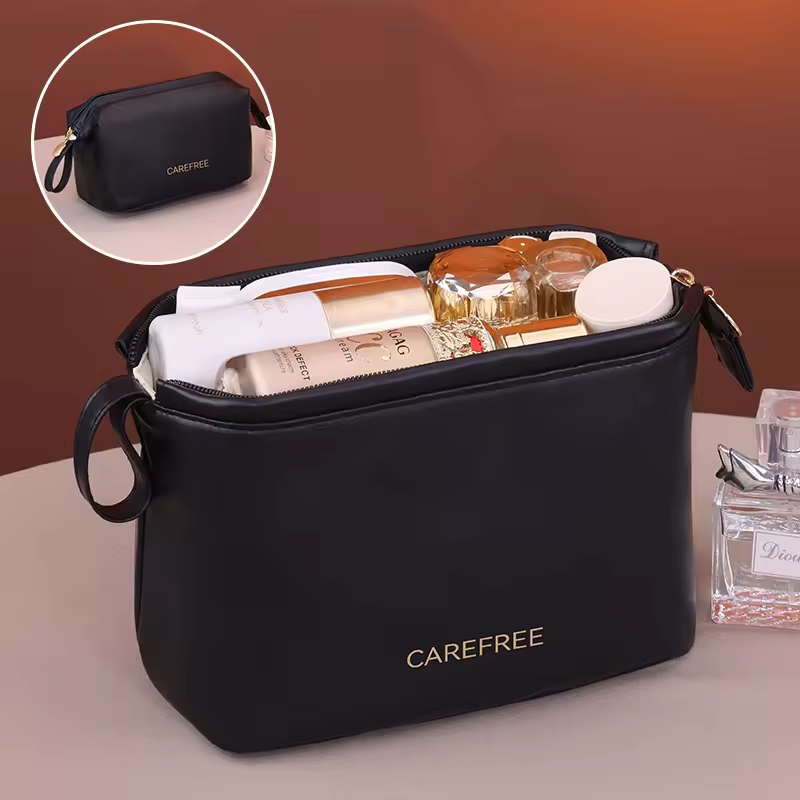 Waterproof Zipper Closure PU Material Makeup Pouch for Woman Spill Proof Interior Organizer Portable for Bag for Commute