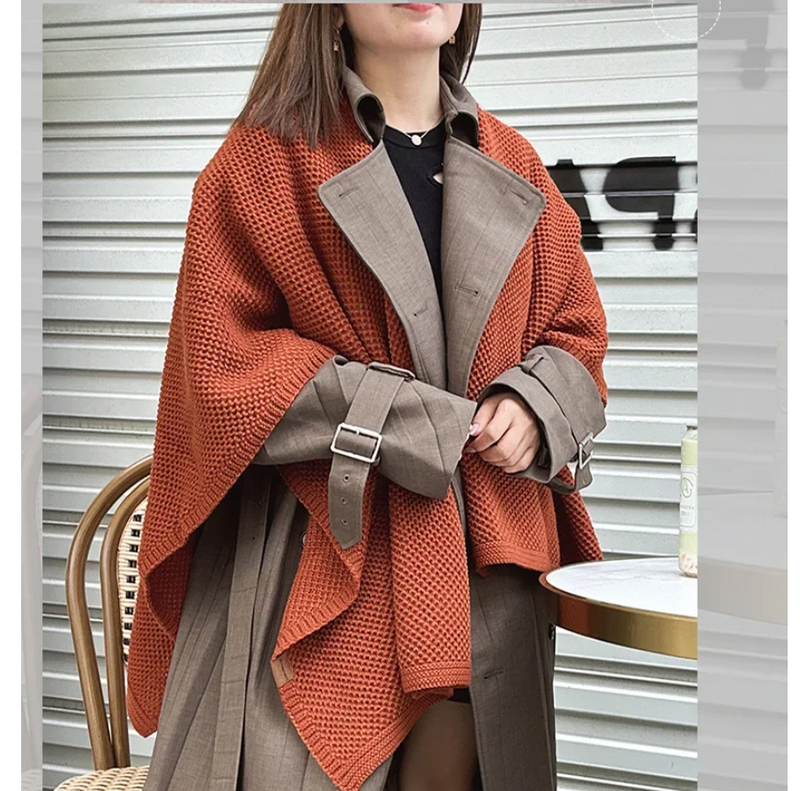 Vintage Cloak Sweater Autumn Winter New Comfortable Casual Loose Knitwear Cloak Outerwear