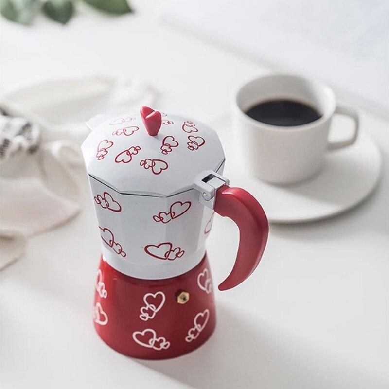 Red Heart Coffee Chest Stop aluminum Moka Pot 150ML