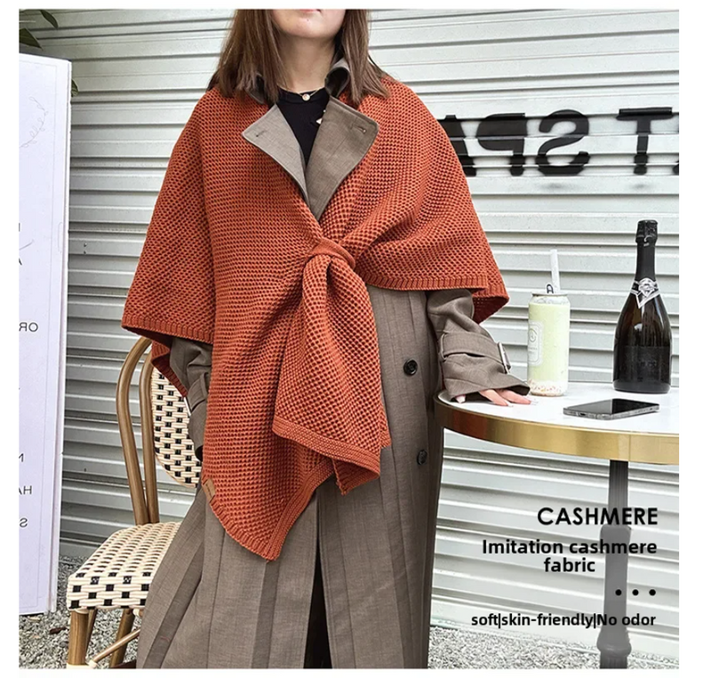 Vintage Cloak Sweater Autumn Winter New Comfortable Casual Loose Knitwear Cloak Outerwear