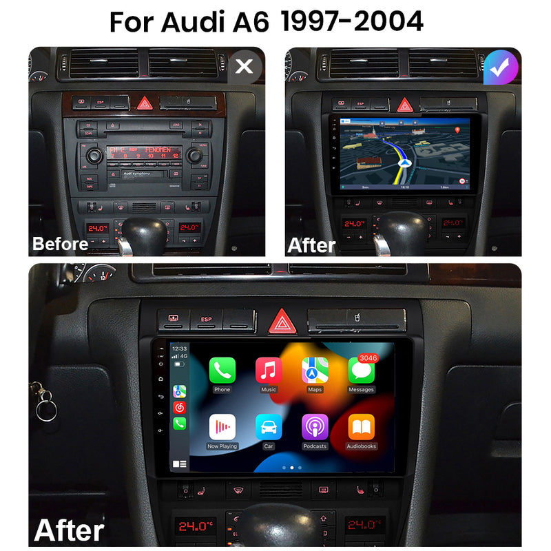 RoverOne Car Stereo Radio Bluetooth CarPlay GPS Navigation for Audi A6 C5 1997 - 2004 S6 2 1999 - 2004 RS6 1 2002 - 2006