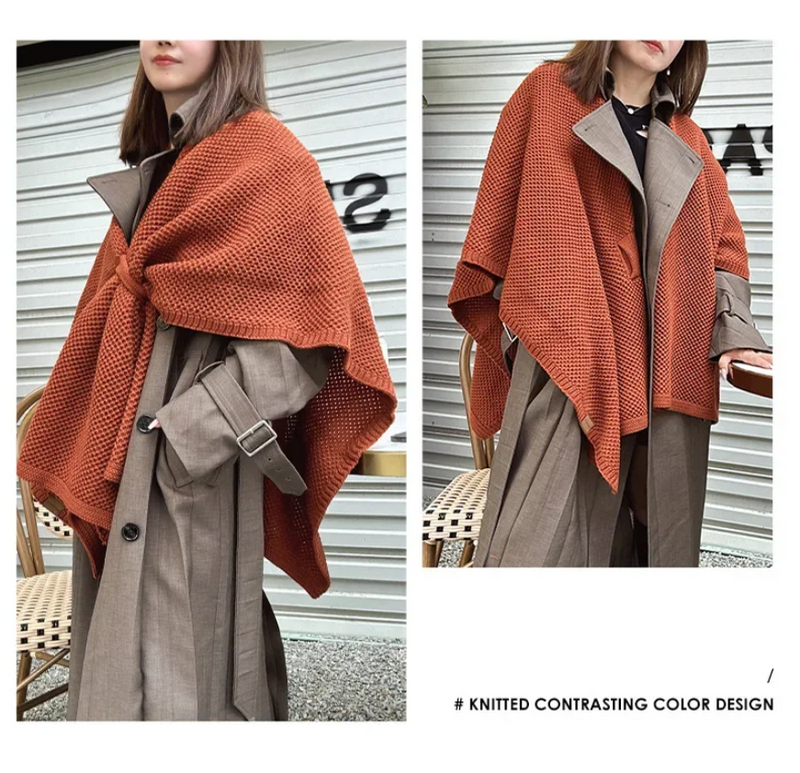 Vintage Cloak Sweater Autumn Winter New Comfortable Casual Loose Knitwear Cloak Outerwear