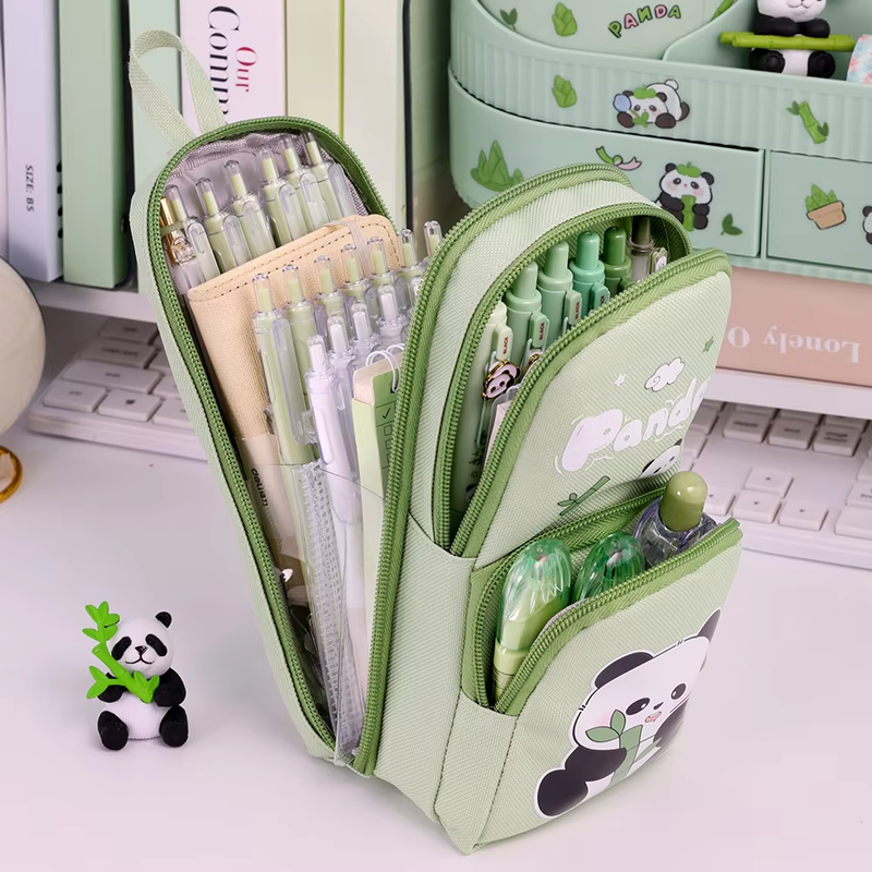 3 Layer Multi-Functional Large Capacity Dirt Resistant Student Appearance Level Small Bag Panda Pen Bag