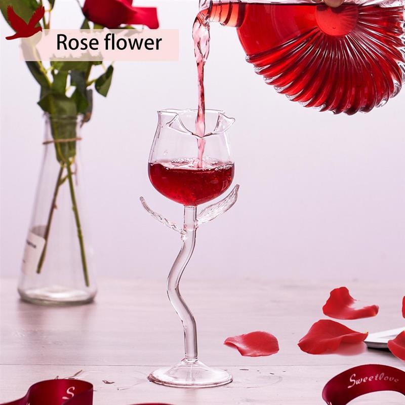 Wine Glass Rose Flower Blossom Tumbler Wire Free Red