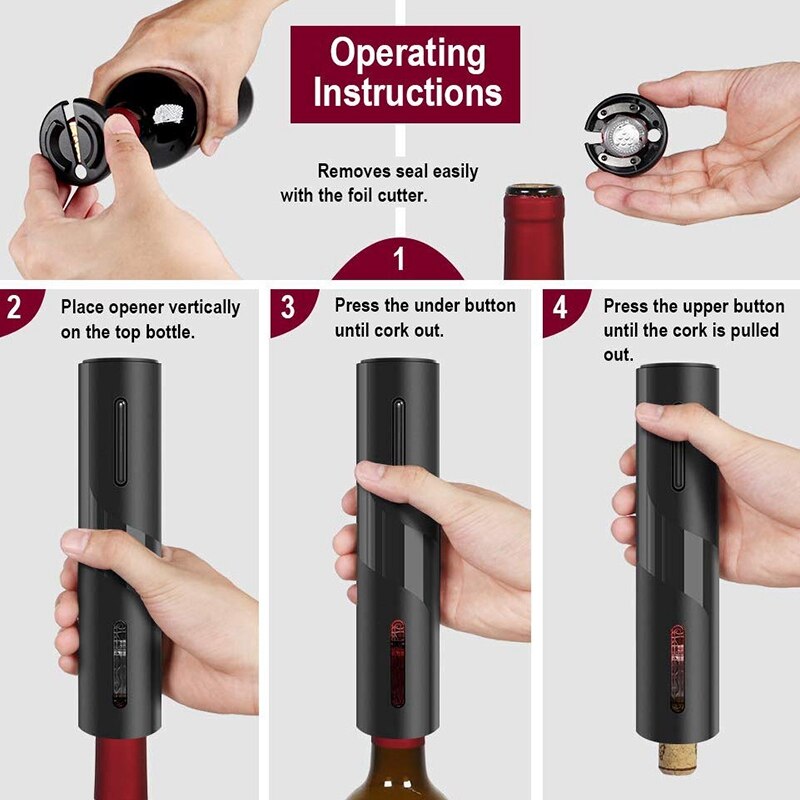Electric Wine Opener Battery Wine Bottle Opener with Film and USB Char