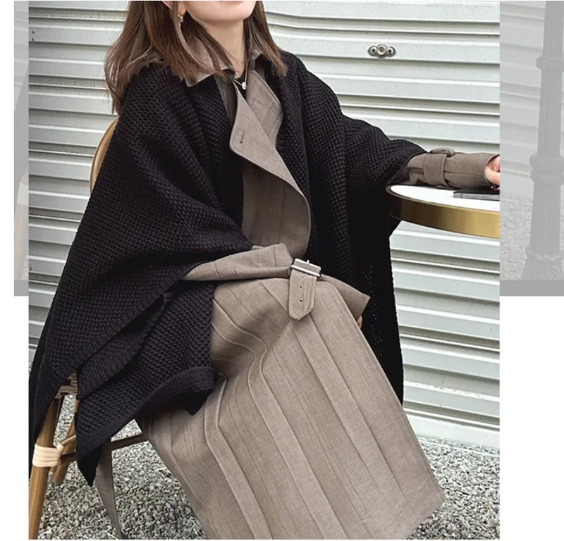 Vintage Cloak Sweater Autumn Winter New Comfortable Casual Loose Knitwear Cloak Outerwear