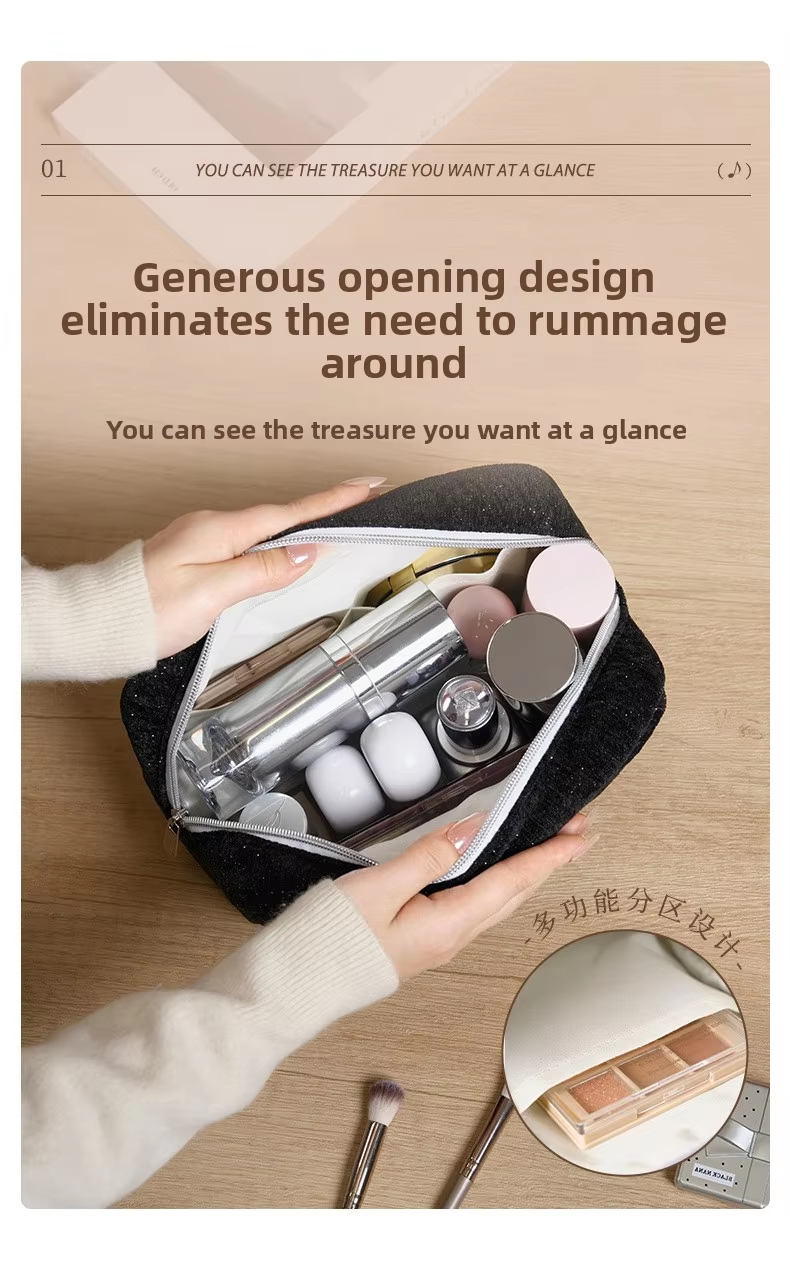 New Style Modern Zipper Clutch Cosmetic Toiletries Bag