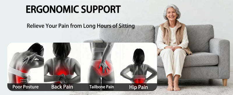 Ergonomic Memory Foam Seat Cushion with Back Support, Lumbar Support Pillow for Car, Office Chair, Truck, Relieve Back Pain