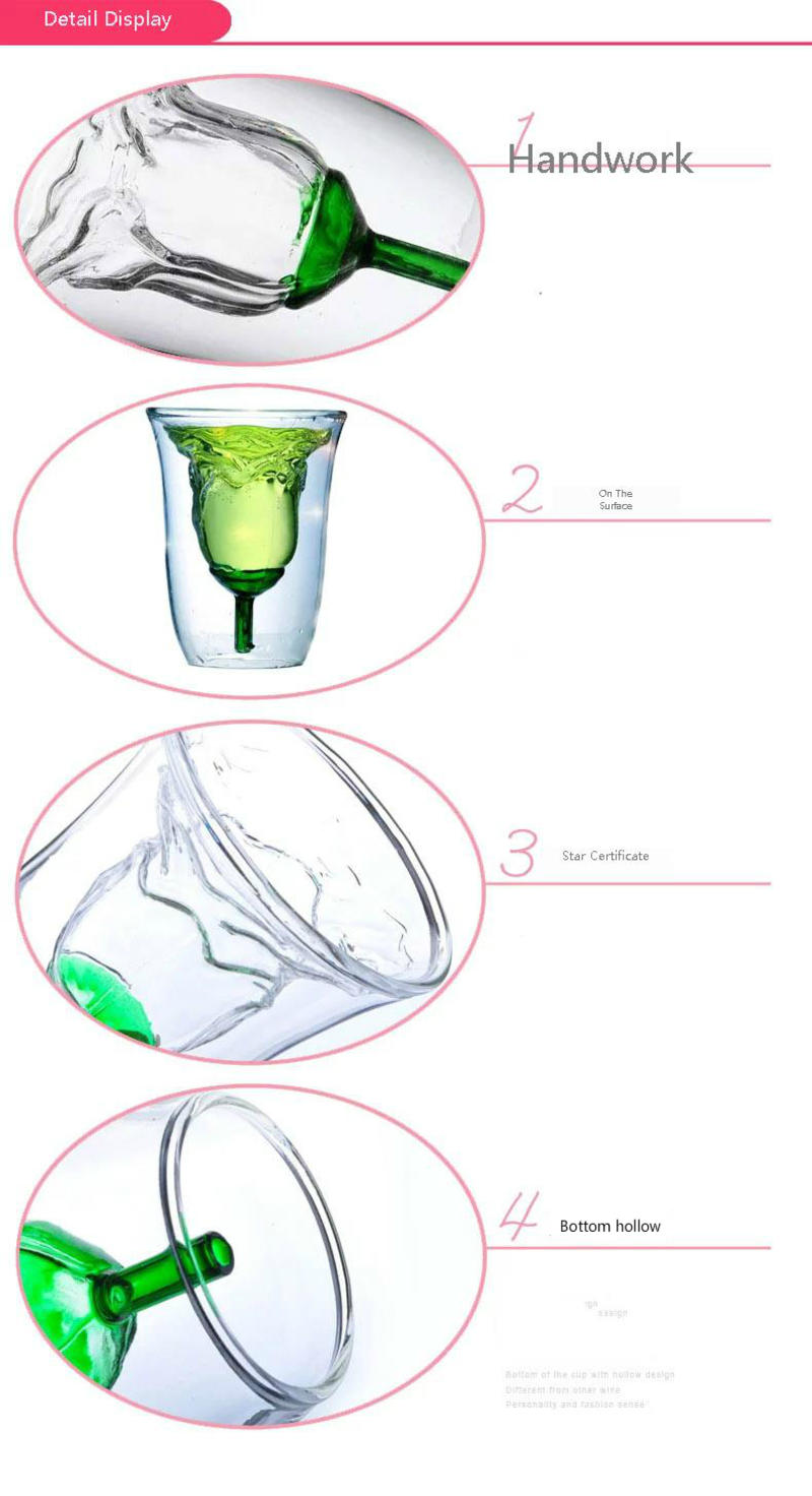 Rose Shape Double Wall Wine Glass Cocktail
