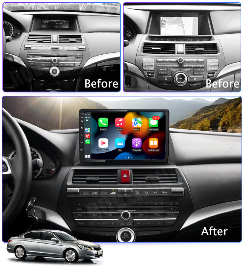RoverOne Car Stereo Radio Bluetooth CarPlay GPS Navigation for Honda Accord 2008 - 2012