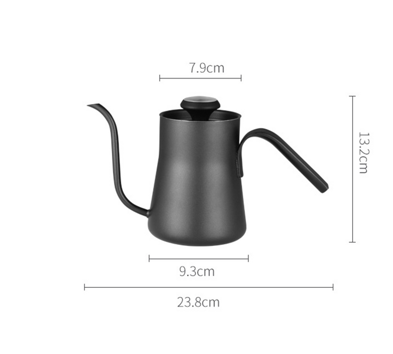 Stainless steel drip kettle with gooseneck thermometer 550 ML