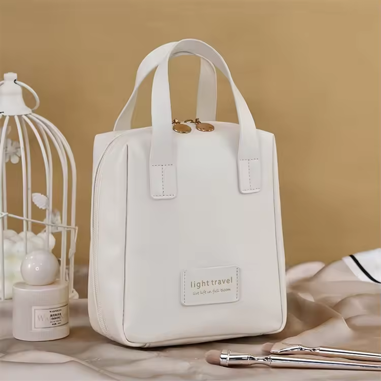 PU Leather Large Capacity Handheld Hard Shell Cosmetics Makeup Bag Travel Portable Toilet Storage Bag