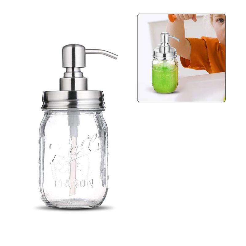 Glass Jar Soap Dispenser with Pump Classic Decor for Country House Kit