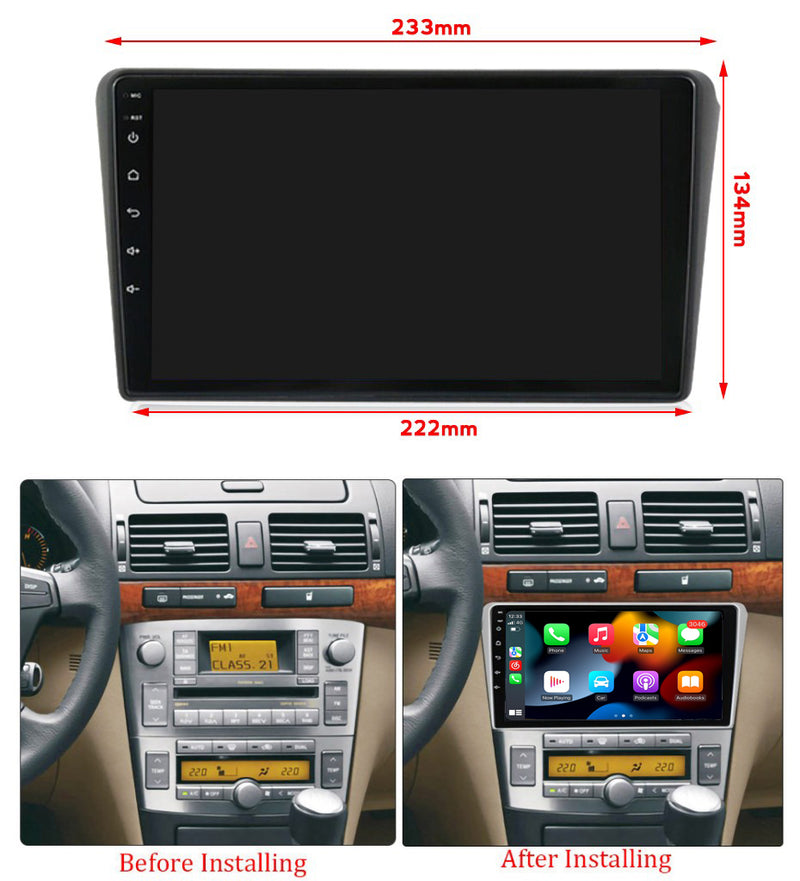 RoverOne Car Stereo Radio Bluetooth CarPlay GPS Navigation for Toyota Avensis T250 2 II 2002 - 2009 Black
