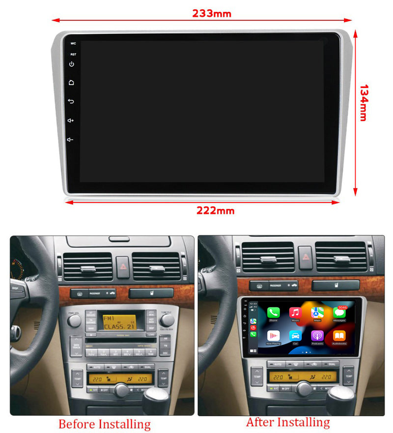 RoverOne Car Stereo Radio Bluetooth CarPlay GPS Navigation for Toyota Avensis T250 2 II 2002 - 2009 Silver
