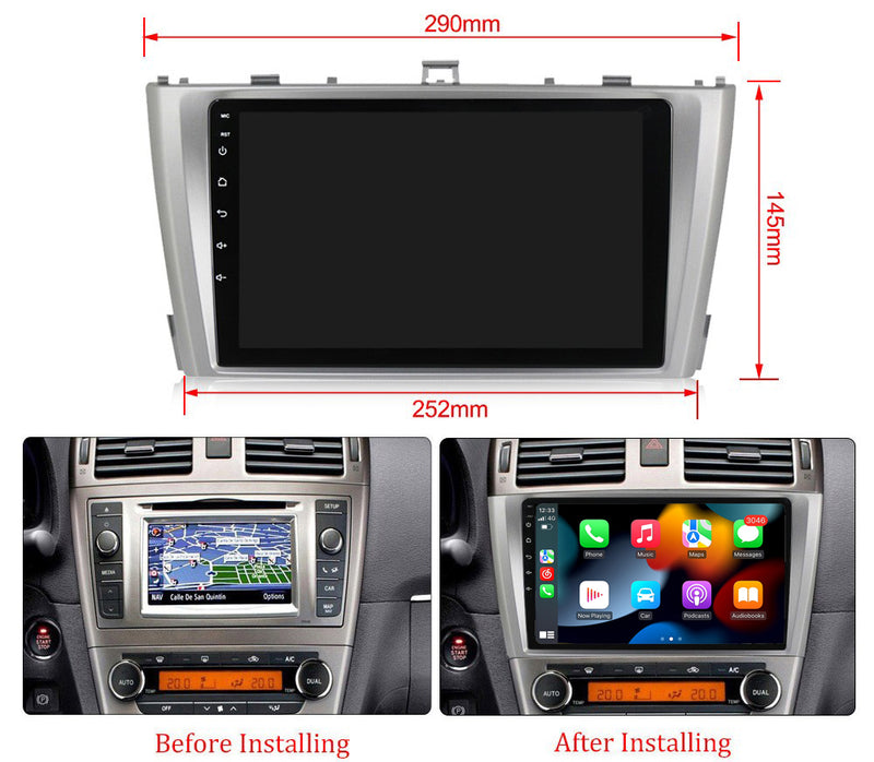 RoverOne Car Stereo Radio Bluetooth CarPlay GPS Navigation for Toyota Avensis 3 2008 - 2015 Silver