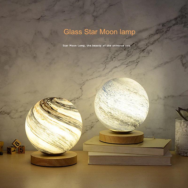 LED Lamp Glass Star Lamp Pilot Lamp Table Lamp USB Wood Atmosphere