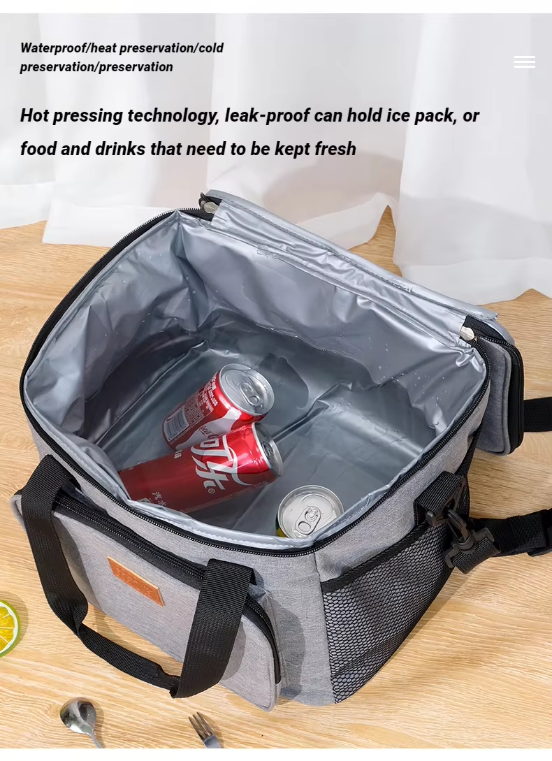 For Thickened Large Capacity Portable Picnic Leather Outdoor Car Ice Waterproof Shoulder Crossbody Insulation Bag