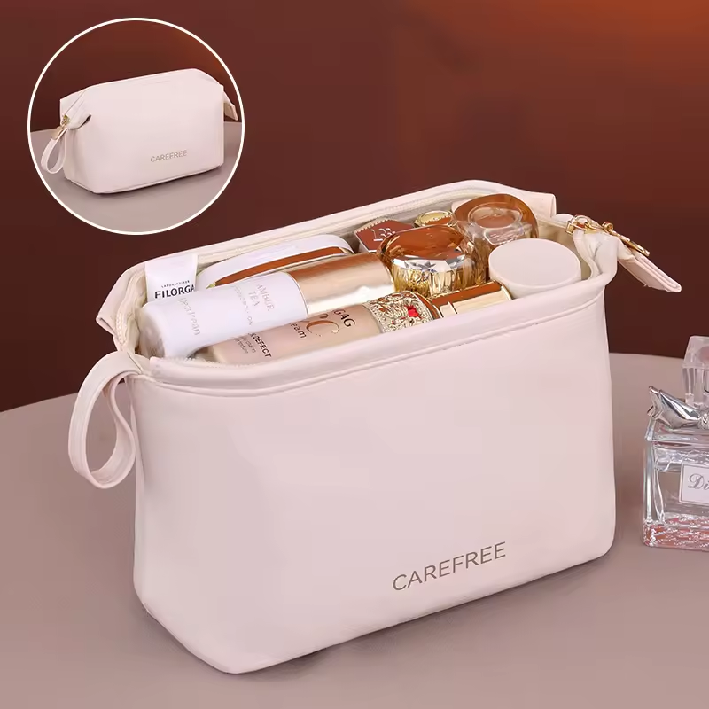 Waterproof Zipper Closure PU Material Makeup Pouch for Woman Spill Proof Interior Organizer Portable for Bag for Commute