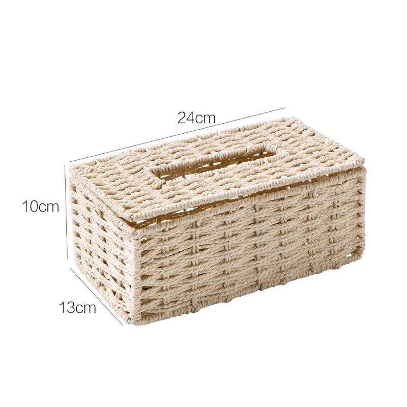 Vintage Rattan Fabrics Napkin Box Container With Lid