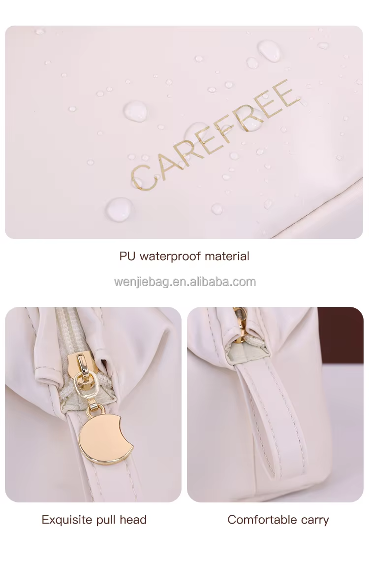 Waterproof Zipper Closure PU Material Makeup Pouch for Woman Spill Proof Interior Organizer Portable for Bag for Commute