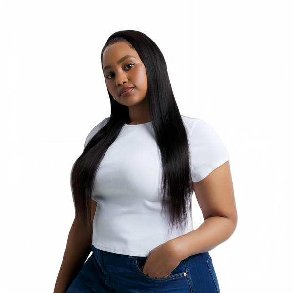 22-Inch Sleek Straight Peruvian Full Frontal Wig