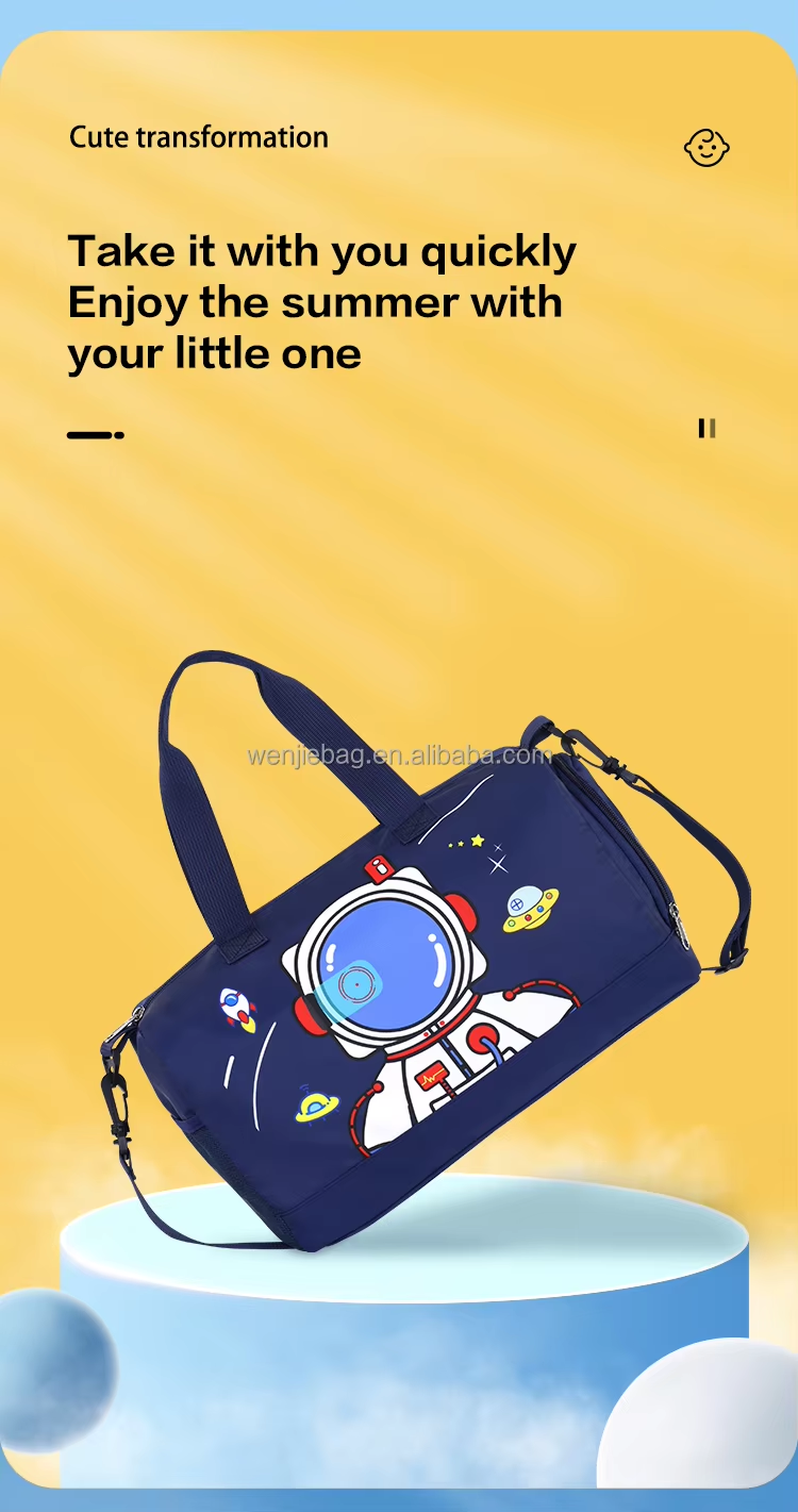 Kids Waterproof Swimming Backpack Colorful Cartoon Design Wet Dry Pockets Separate Shoe Storage Lightweight Beach Bag