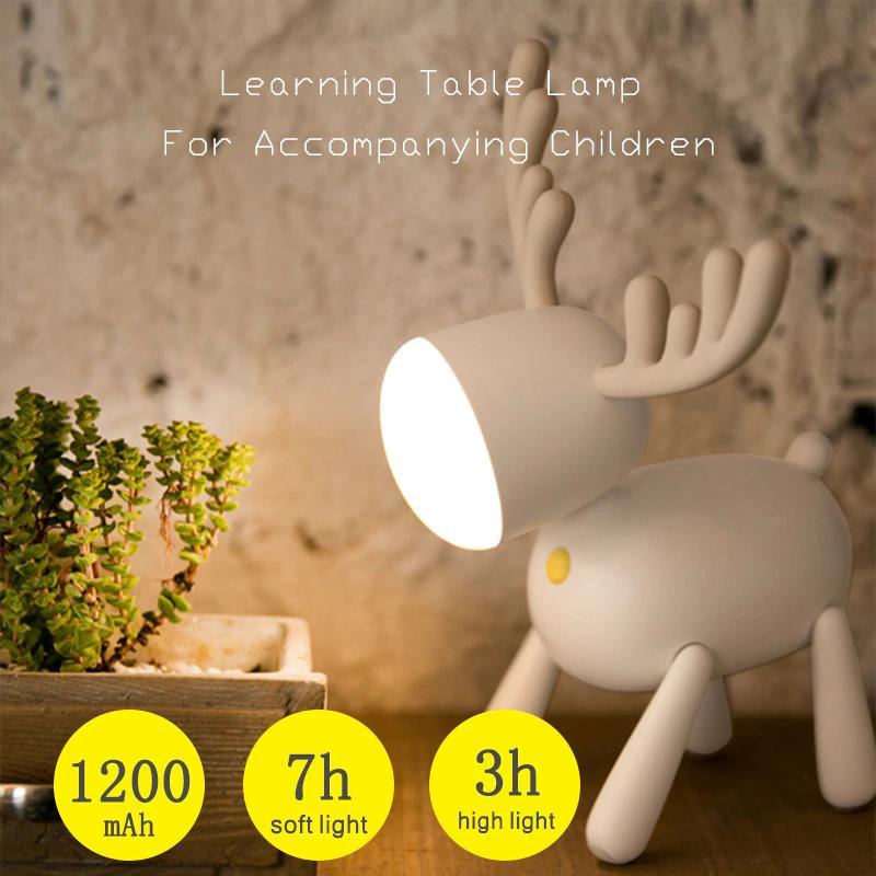 2020 New Drowship Creative Cartoon Moose LED Desk Lamp 1200mAh Battery