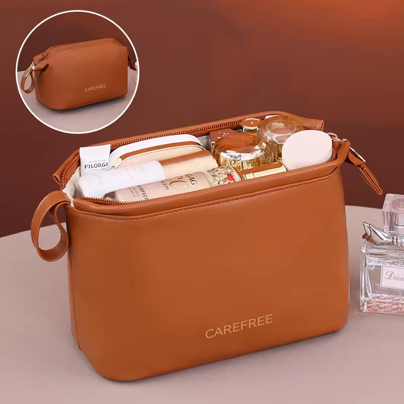 Waterproof Zipper Closure PU Material Makeup Pouch for Woman Spill Proof Interior Organizer Portable for Bag for Commute