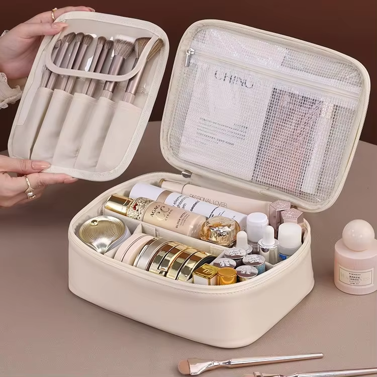 New Product Freely Split Towel Zipper Large Capacity High-End Feel Multi-Functional Cosmetic Organizer Bag Niche