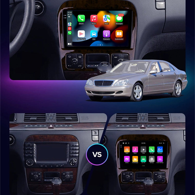 RoverOne Car Stereo Radio Bluetooth CarPlay GPS Navigation for Mercedes Benz S-Class W220 VV220 1998 - 2005