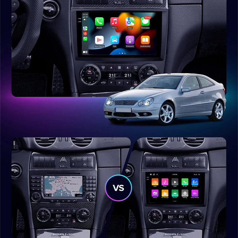 RoverOne Car Stereo Radio Bluetooth CarPlay GPS Navigation for Mercedes Benz C Class W203 W209 C180 C200 CL203 C209 A209 2004 - 2011