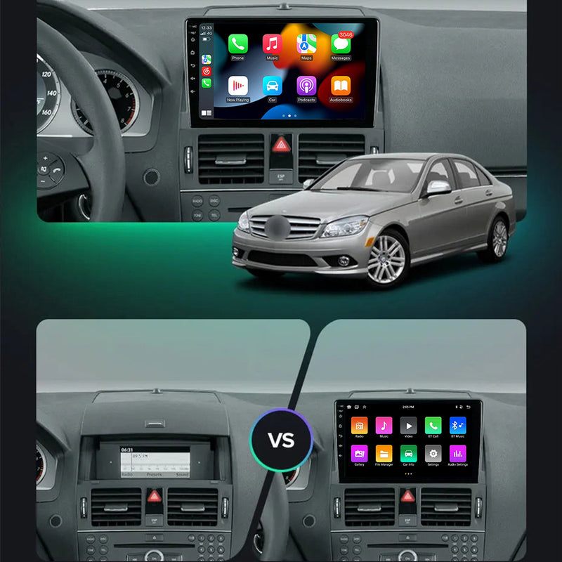 RoverOne Car Stereo Radio Bluetooth CarPlay GPS Navigation for Mercedes Benz C Class 3 W204 S204 2006 - 2011