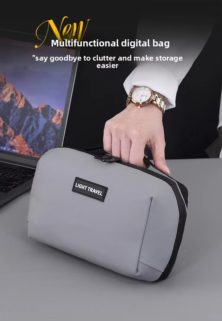 High Quality PU Leather Tech Organizer Power Bank Cable OEM ODM Waterproof Business Travel Storage Bag