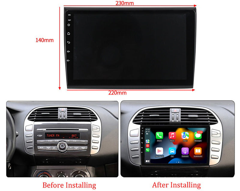 RoverOne Car Stereo Radio Bluetooth CarPlay GPS Navigation for Fiat Bravo 198 2 II 2007 - 2014