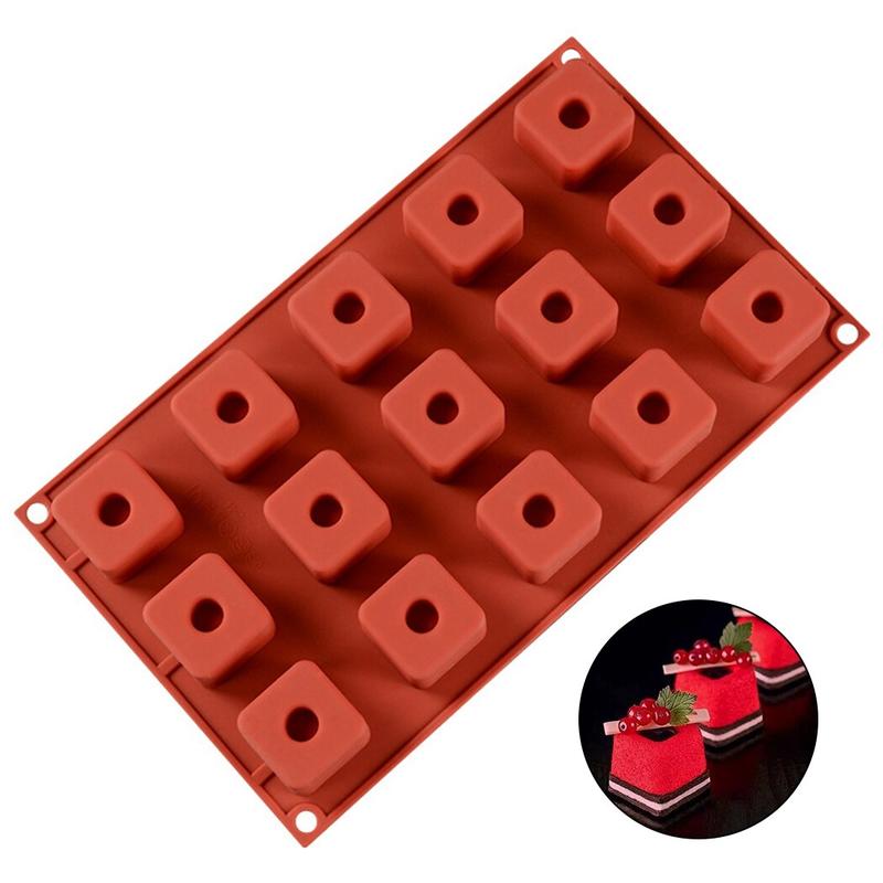 15 Hole Concave Cake Mold 3D Square Silicone Chocolate Mold Cream