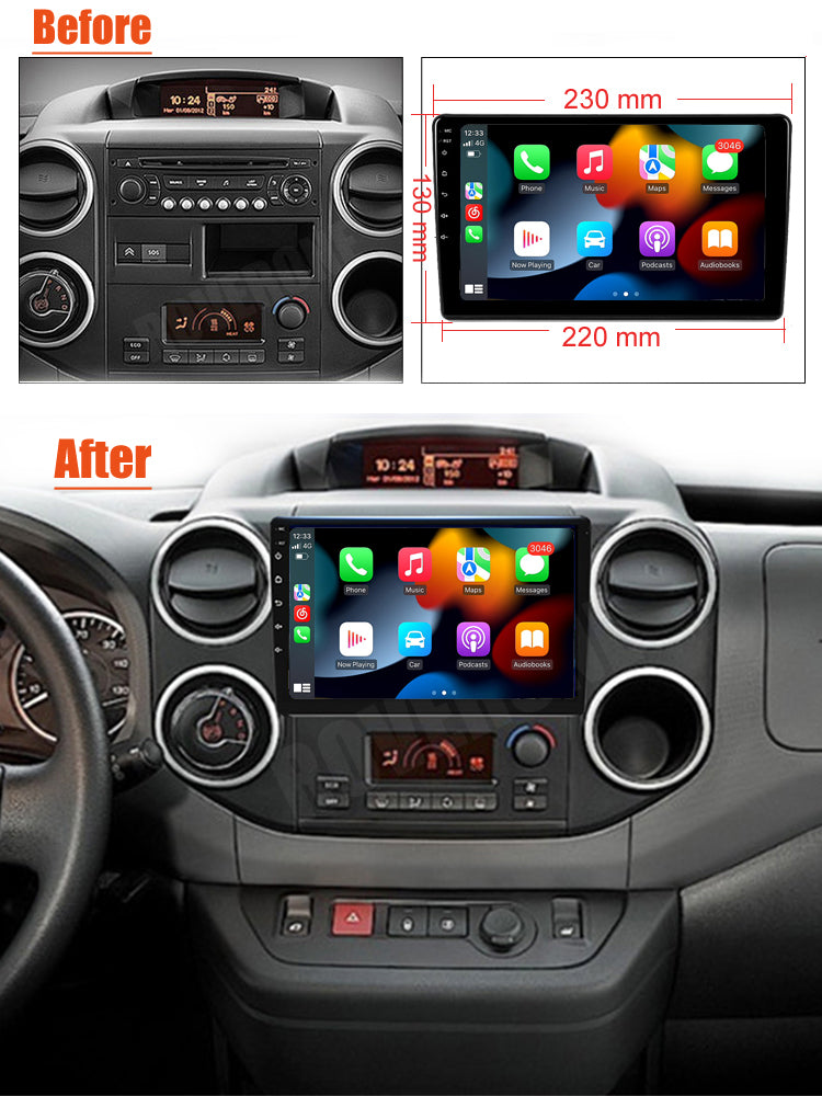 RoverOne Car Stereo Radio Bluetooth CarPlay GPS Navigation for Citroen Berlingo 2 B9 for Peugeot Partner 2008-