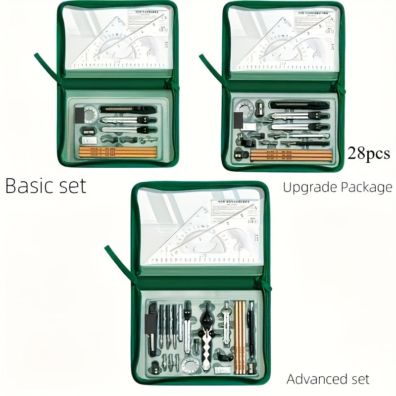 28Pcs Professional Drafting Kit, Engineering Drawing Tools Set with Zipper Case for Students, Architects