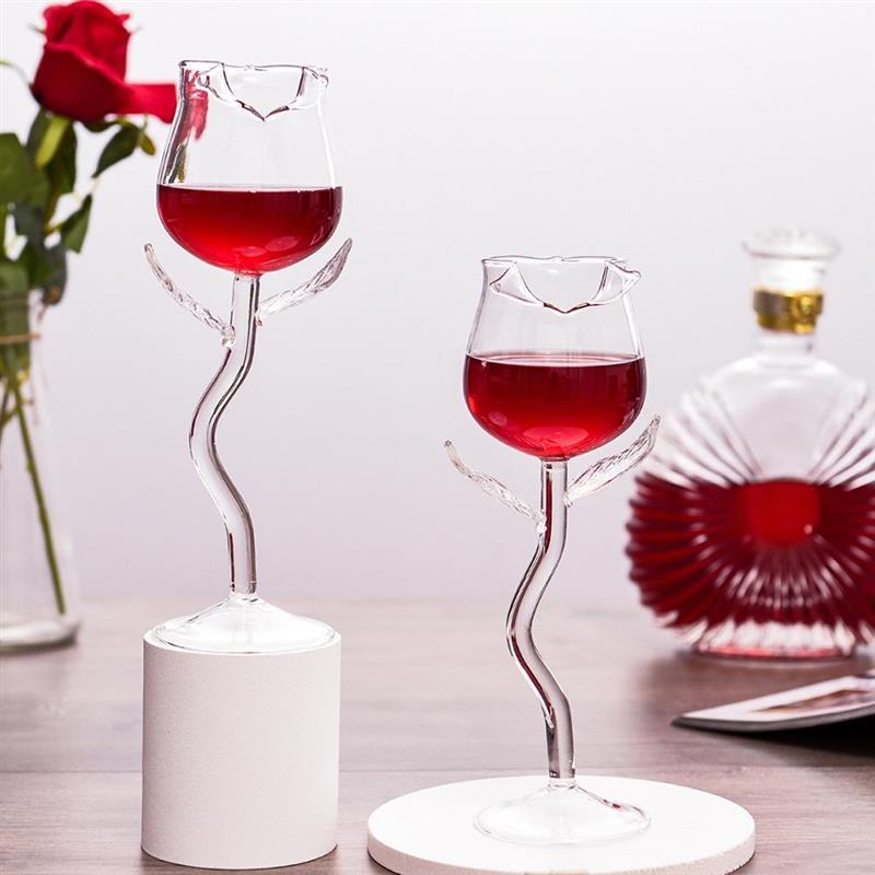 Wine Glass Rose Flower Blossom Tumbler Wire Free Red