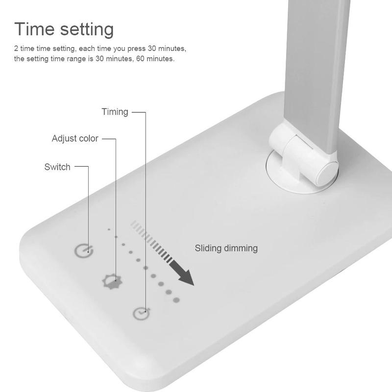 Stepless Dimmable Desk Lamp Foldable Transient Touch Switter LED Table