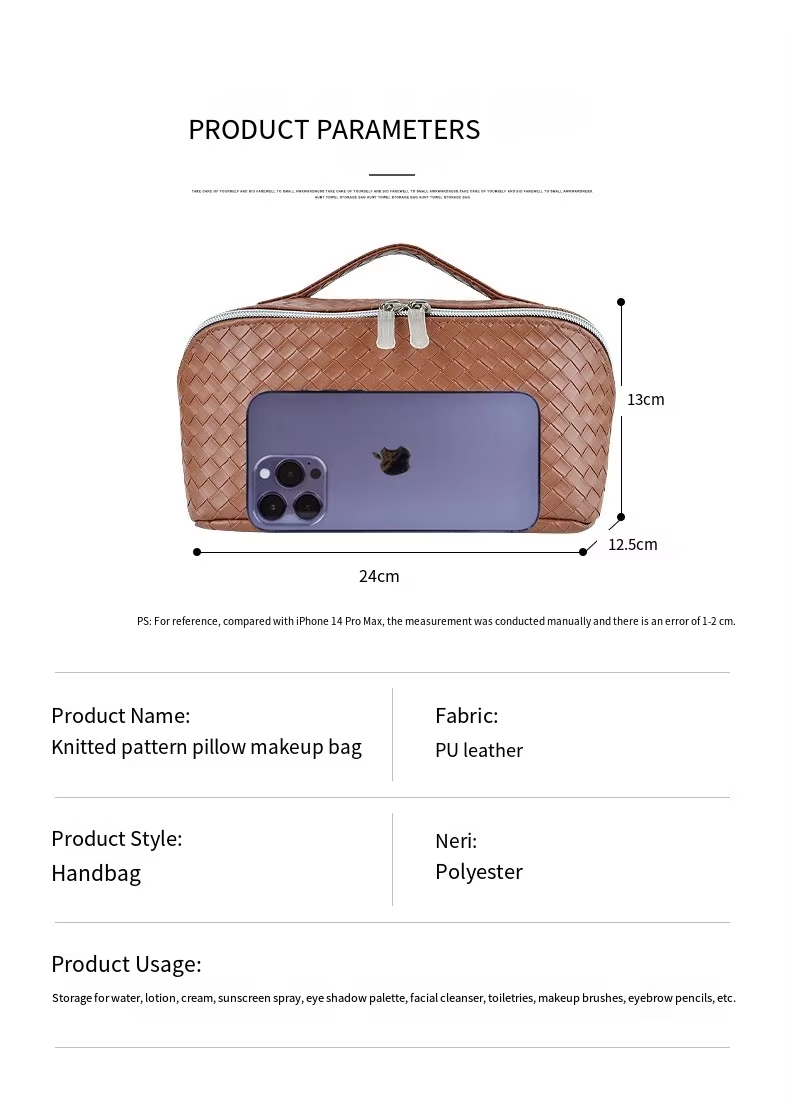 Style Fashionable Large-capacity Textured PU Leather Woven-pattern