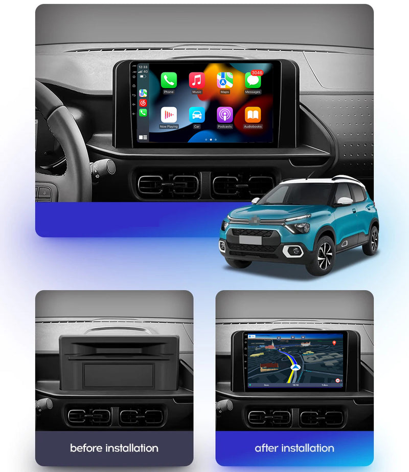 RoverOne Car Stereo Radio Bluetooth CarPlay GPS Navigation for Citroen C3 2022 - 2023