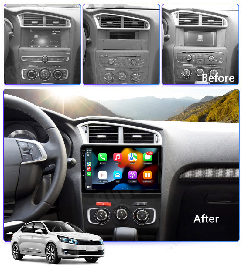 RoverOne Car Stereo Radio Bluetooth CarPlay GPS Navigation for Citroen C4 2 B7 2013 - 2016