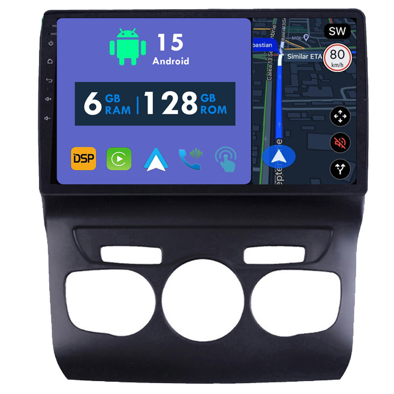 RoverOne Car Stereo Radio Bluetooth CarPlay GPS Navigation for Citroen C4 2 B7 2013 - 2016
