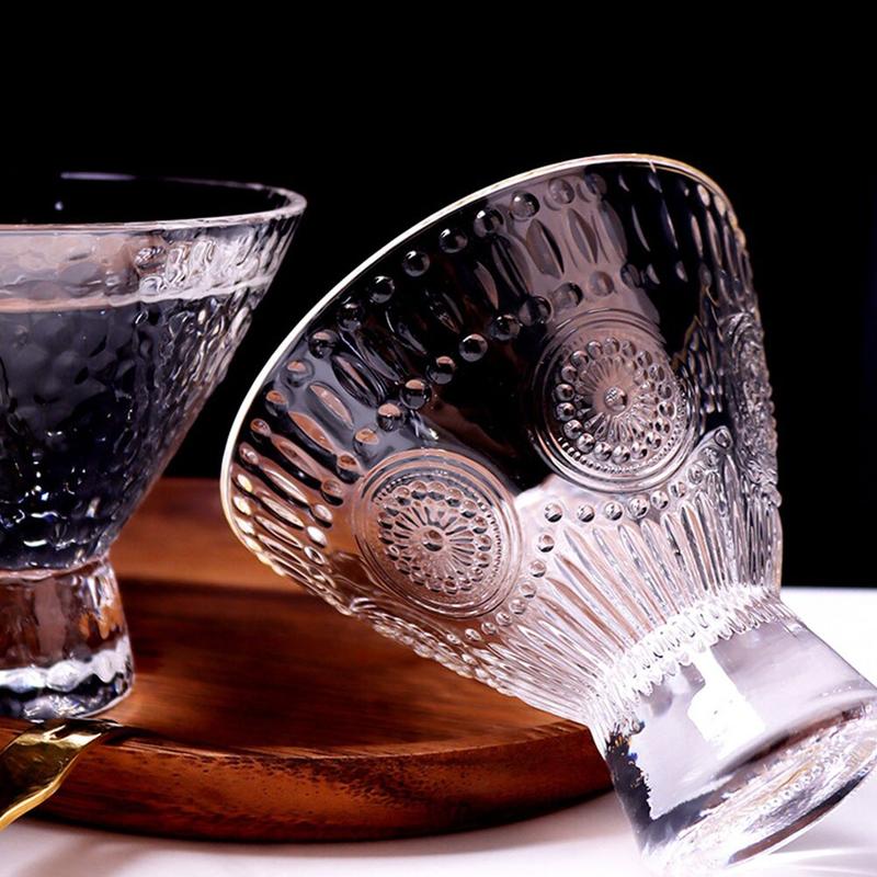 Cocktail Cup Glass Engraved Design