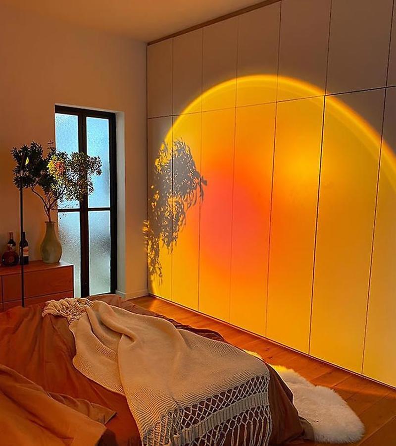 LED Sunset Lamp Triangle Stand Table Lamp Bedroom Art Creative Backlig