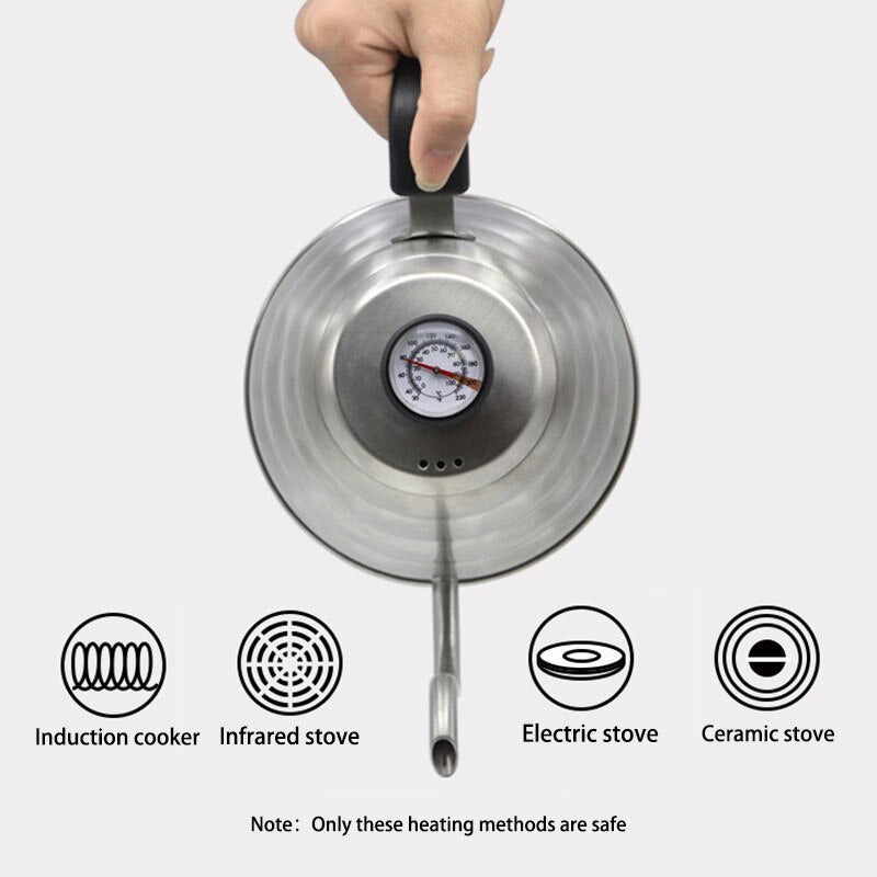 Neck Kettle with Thermometer Coffee Roaster Stainless Steel Coffee- 1L