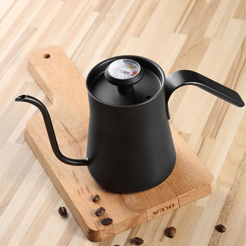 Stainless steel drip kettle with gooseneck thermometer 550 ML