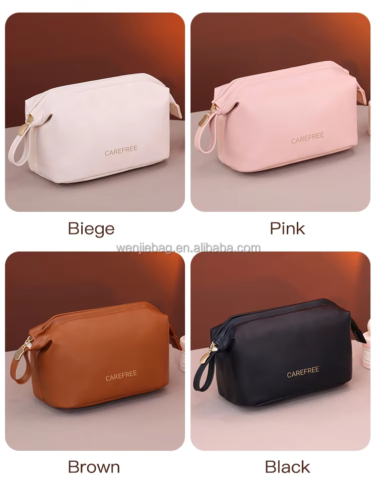 Waterproof Zipper Closure PU Material Makeup Pouch for Woman Spill Proof Interior Organizer Portable for Bag for Commute
