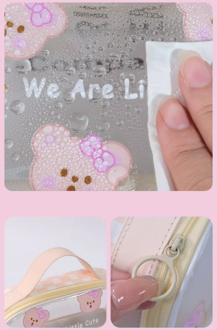 High-Appearance Double Cute Transparent Pen Bag Large Capacity Simple Zipper Student Portable Pencil Case Pencil Pouch